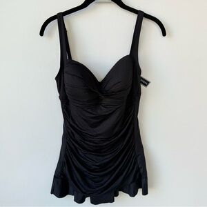 NWT La Blanca Black One Piece Swimsuit Tummy Control Versatile Straps size 10